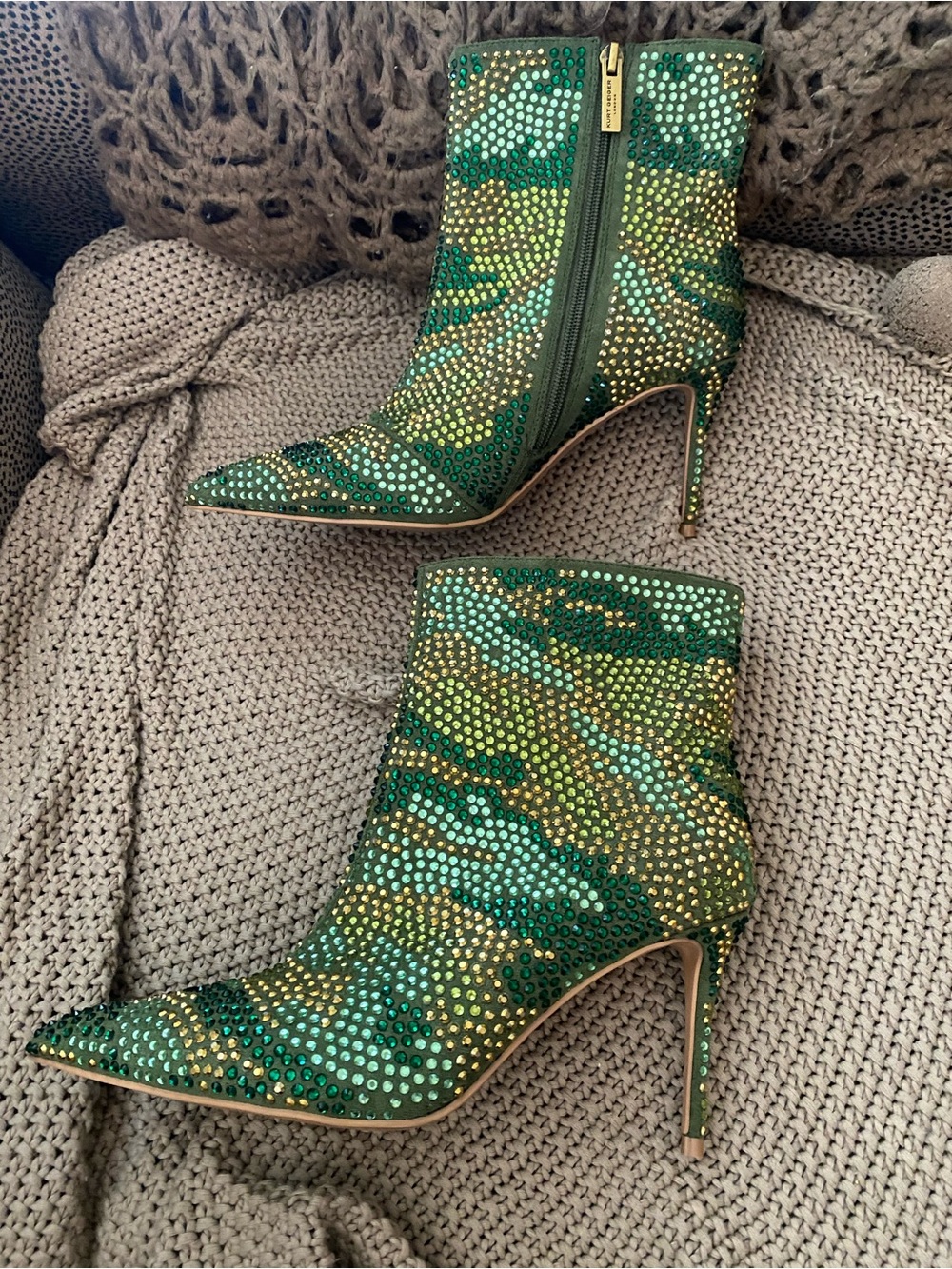 Kurt Geiger camouflage sequin booties 39 8.5 NEW